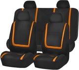 FH Group FB032ORANGE114 Orange Unique Flat Cloth Car Seat Cover (w. 4 Detachable Headrests and Solid Bench)