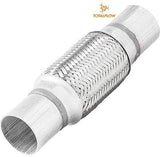 TOTALFLOW TF-57200 Stainless Steel Double Braided Exhaust Flex Pipe-2.25" ID x 8" OAL-Without Extensions