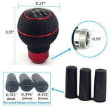 Thruifo 5 Speed Gear Stick Shifter Head, Leather & Aluminum MT Car Shift Knob Fit Most Automatic Manual Vehicles, Red