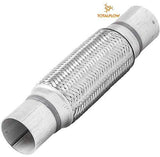 TOTALFLOW TF-57200 Stainless Steel Double Braided Exhaust Flex Pipe-2.25" ID x 8" OAL-Without Extensions