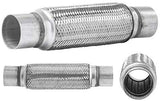 TOTALFLOW TF-57200 Stainless Steel Double Braided Exhaust Flex Pipe-2.25" ID x 8" OAL-Without Extensions