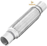 TOTALFLOW TF-57200 Stainless Steel Double Braided Exhaust Flex Pipe-2.25" ID x 8" OAL-Without Extensions