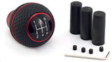 Thruifo 5 Speed Gear Stick Shifter Head, Leather & Aluminum MT Car Shift Knob Fit Most Automatic Manual Vehicles, Red