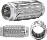 TOTALFLOW TF-57200 Stainless Steel Double Braided Exhaust Flex Pipe-2.25" ID x 8" OAL-Without Extensions