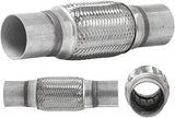 TOTALFLOW TF-57200 Stainless Steel Double Braided Exhaust Flex Pipe-2.25" ID x 8" OAL-Without Extensions