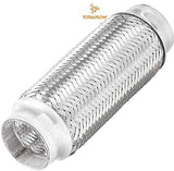 TOTALFLOW TF-57200 Stainless Steel Double Braided Exhaust Flex Pipe-2.25" ID x 8" OAL-Without Extensions