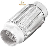 TOTALFLOW TF-57200 Stainless Steel Double Braided Exhaust Flex Pipe-2.25" ID x 8" OAL-Without Extensions