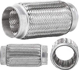 TOTALFLOW TF-57200 Stainless Steel Double Braided Exhaust Flex Pipe-2.25" ID x 8" OAL-Without Extensions