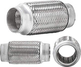 TOTALFLOW TF-57200 Stainless Steel Double Braided Exhaust Flex Pipe-2.25" ID x 8" OAL-Without Extensions