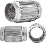 TOTALFLOW TF-57200 Stainless Steel Double Braided Exhaust Flex Pipe-2.25" ID x 8" OAL-Without Extensions