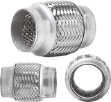 TOTALFLOW TF-57200 Stainless Steel Double Braided Exhaust Flex Pipe-2.25" ID x 8" OAL-Without Extensions