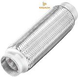 TOTALFLOW TF-57200 Stainless Steel Double Braided Exhaust Flex Pipe-2.25" ID x 8" OAL-Without Extensions