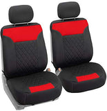 FH Group Red/Black FB089REDBLACK102 Neosupreme Car Seat Cushion Set of Two Front Bucket Covers Quality, Water Resistant, Non-Slip Backing, Easy Installation