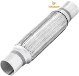 TOTALFLOW TF-57200 Stainless Steel Double Braided Exhaust Flex Pipe-2.25" ID x 8" OAL-Without Extensions