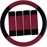 FH Group FH2033RED Steering Wheel Cover (Modernistic and Seat Belt Pads Combo Set Red)