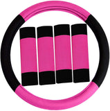 FH Group FH2033RED Steering Wheel Cover (Modernistic and Seat Belt Pads Combo Set Red)