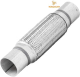 TOTALFLOW TF-57200 Stainless Steel Double Braided Exhaust Flex Pipe-2.25" ID x 8" OAL-Without Extensions