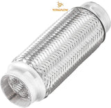 TOTALFLOW TF-57200 Stainless Steel Double Braided Exhaust Flex Pipe-2.25" ID x 8" OAL-Without Extensions