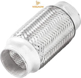 TOTALFLOW TF-57200 Stainless Steel Double Braided Exhaust Flex Pipe-2.25" ID x 8" OAL-Without Extensions
