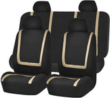 FH Group FB032ORANGE114 Orange Unique Flat Cloth Car Seat Cover (w. 4 Detachable Headrests and Solid Bench)
