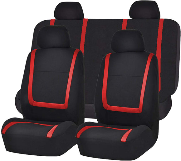 FH Group FB032ORANGE114 Orange Unique Flat Cloth Car Seat Cover (w. 4 Detachable Headrests and Solid Bench)