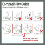 FH Group FB032ORANGE114 Orange Unique Flat Cloth Car Seat Cover (w. 4 Detachable Headrests and Solid Bench)
